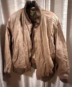 Vintage 80s Reed Sportswear Brown Leather Bomber Jacket Size 44